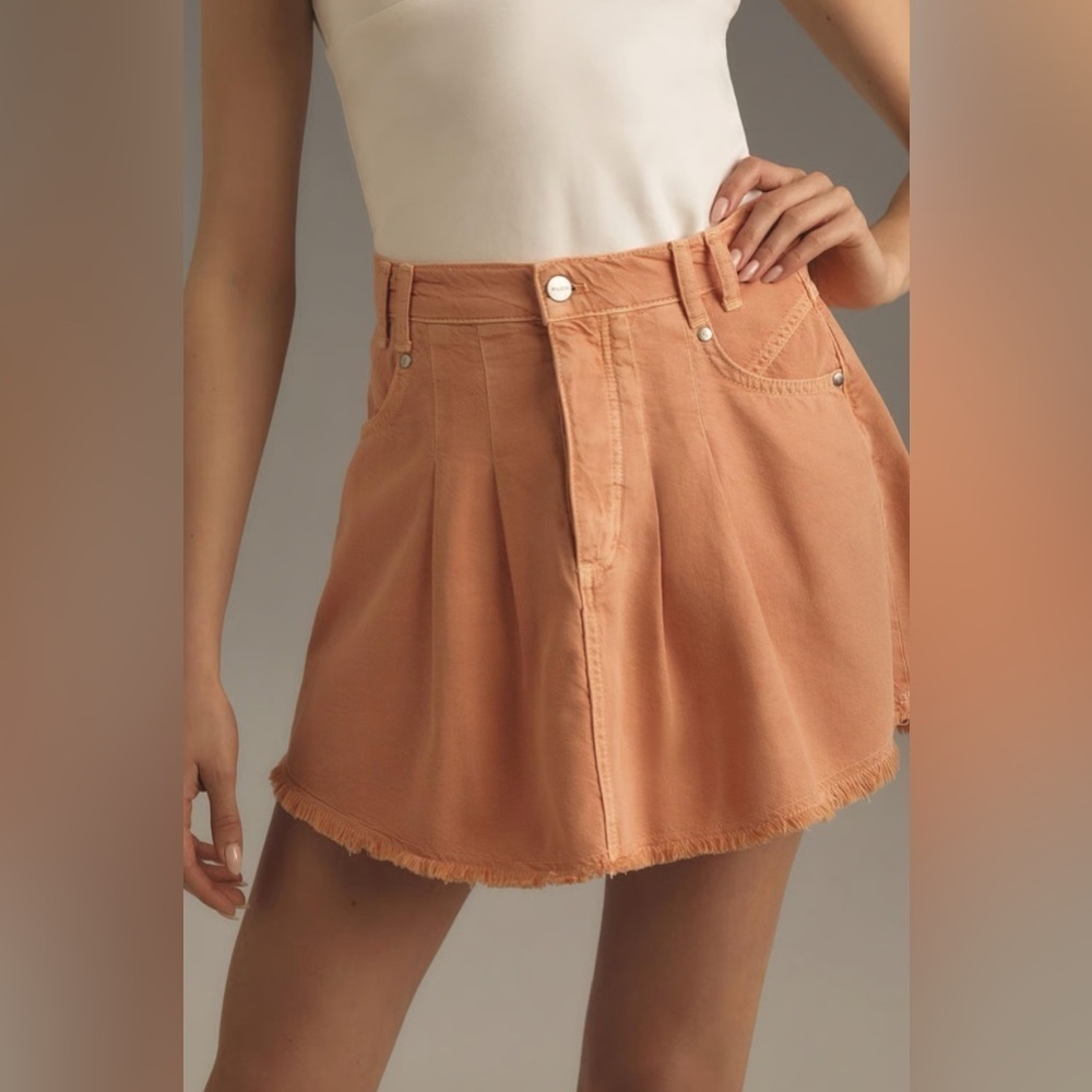 NWT Pilcro Anthropologie Pleated Micro Denim Skirt Size 12